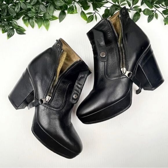 Acne Studios 'Track' block heel platform Black Ankle Boots 6.5 - Picture 11 of 14